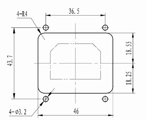 J16 single rectangular connectors Connectors panel cutouts