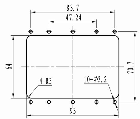 J16 four rectangular connectors Connectors panel cutouts