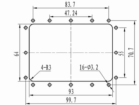 J16 four rectangular connectors Connectors panel cutouts