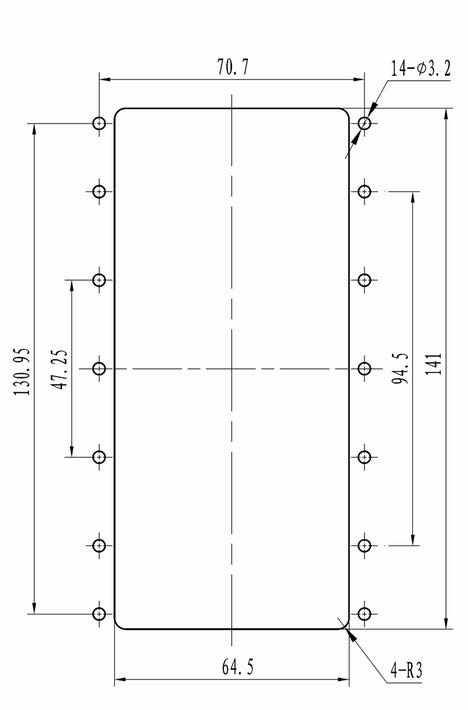 J16 six rectangular connectors Connectors panel cutouts