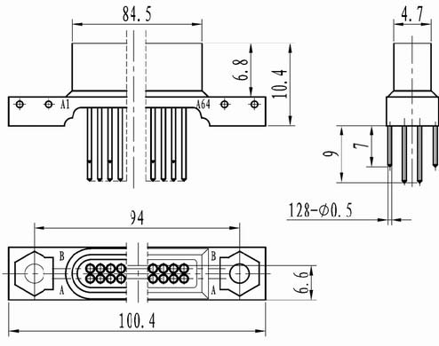 J15-128 series Connectors Product Outline Dimensions