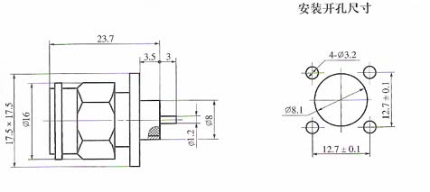 TNC series Connectors Product Outline Dimensions