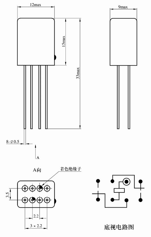JRW-3M hermetically sealed   electromagnetic relays Relays Outline Mounting Dimensions and Bottom View Circuit