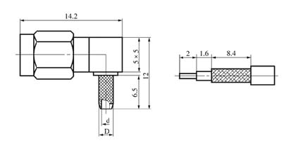 SSMA series Connectors Product Outline Dimensions