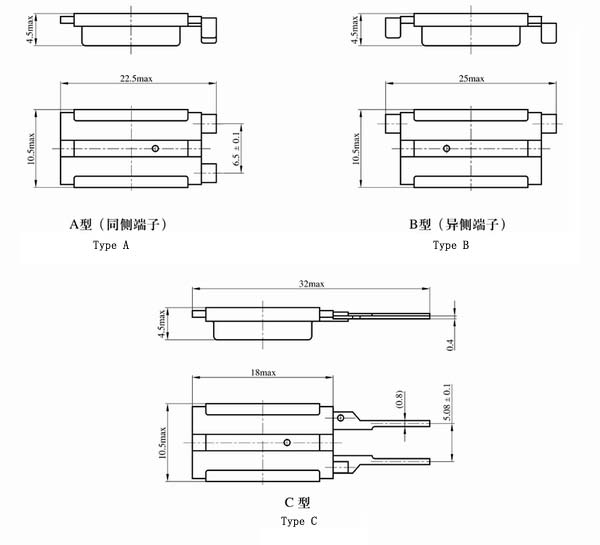 JUC-121F THERMAL PROTECTOR Relays Outline Mounting Dimensions