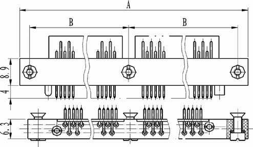 Right angle contact for PCB Connectors Product Outline Dimensions