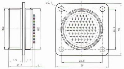 Y67 receptacle accessories Connectors Product Outline Dimensions