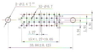 J15 PCB pattern Connectors panel cutouts