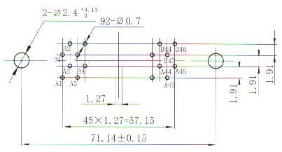 J15 PCB pattern Connectors panel cutouts