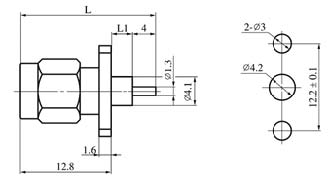 SMA series Connectors Product Outline Dimensions