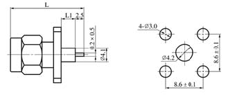 SMA series Connectors Product Outline Dimensions