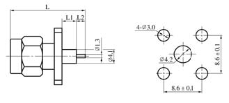 SMA series Connectors Product Outline Dimensions