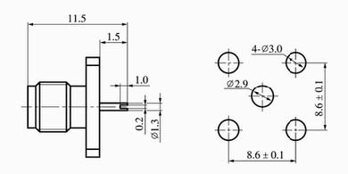 SMA series Connectors Product Outline Dimensions