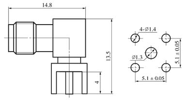 SMA series Connectors Product Outline Dimensions