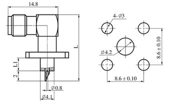 SMA series Connectors Product Outline Dimensions