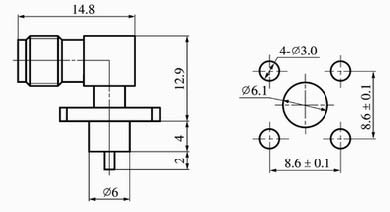 SMA series Connectors Product Outline Dimensions