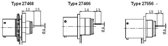 GJB599 series(MIL-C-38999)Ⅰcircular electrical connector Connectors Product Outline Dimensions