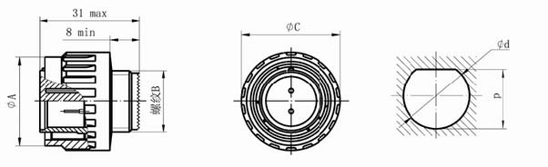 GJB599 series (MIL-C-38999)Ⅲ circular electrical connector with compound material Connectors Product Outline Dimensions