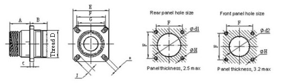 GJB599 series(MIL-C-38999) Ⅲ circular electrical connector Connectors Product Outline Dimensions