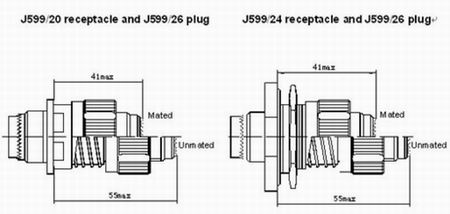 GJB599 series(MIL-C-38999) Ⅲ circular electrical connector Connectors Product Outline Dimensions