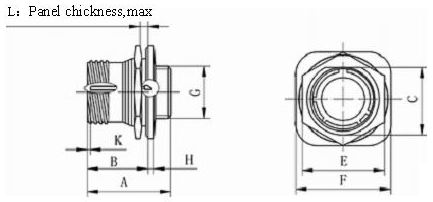 GJB599 series (MIL-C-38999) circular connectors for space Connectors Product Outline Dimensions