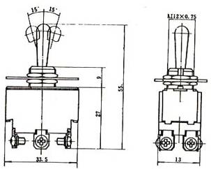 KN3(B)-203 Toggle Switch series Relays Product Outline Dimensions