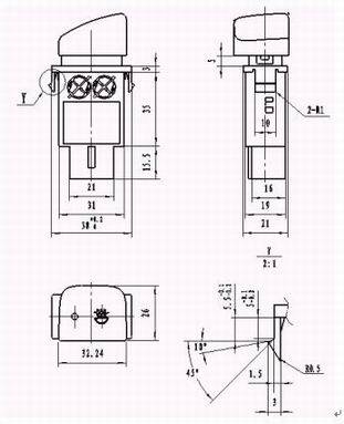 WKQ1 Front-Defog-Lamp Switch Assembly series Relays Product Outline Dimensions