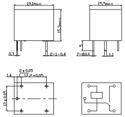 SRB-RELAY Relays Outline Mounting Dimensions