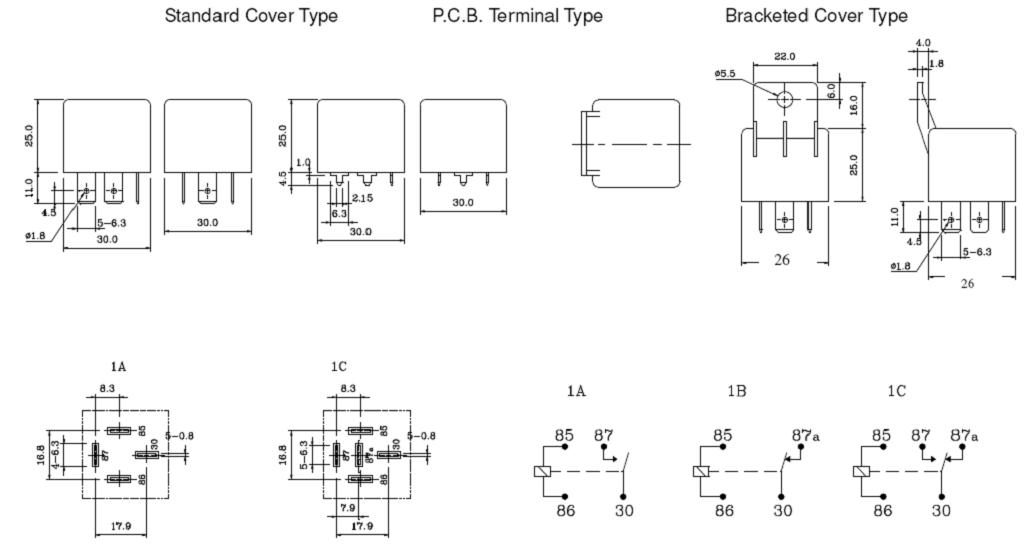 SLM-RELAY Relays Outline Mounting Dimensions