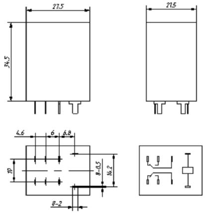 SMBH-RELAY Relays Outline Mounting Dimensions
