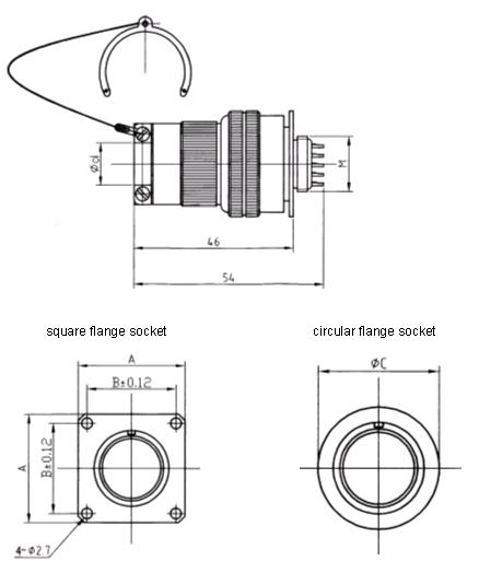 Y3 series  Connectors Product Outline Dimensions