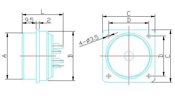 Y16 Series  Connectors Outline Mounting Dimensions