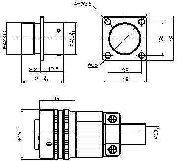 Y50DX series  Connectors Outline Mounting Dimensions