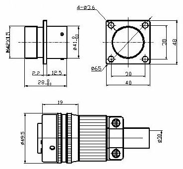 Y50DX-2 series  Connectors Outline Mounting Dimensions