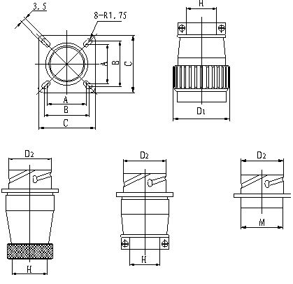 YP Series  Connectors Outline Mounting Dimensions