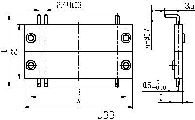 J3,J3A,J3B,J3C,J3D series Connectors Product Outline Dimensions