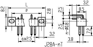 J28,J28A,J28C,J28D series Connectors Product Outline Dimensions