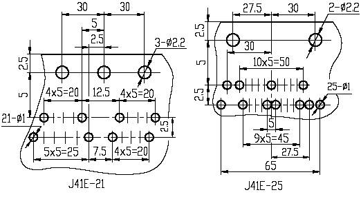 J41E series Connectors Product Outline Dimensions