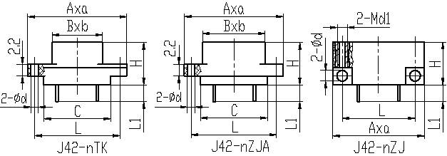 J42  series Connectors Product Outline Dimensions