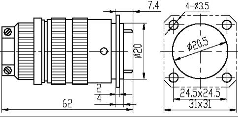 Y5A series Connectors Product Outline Dimensions