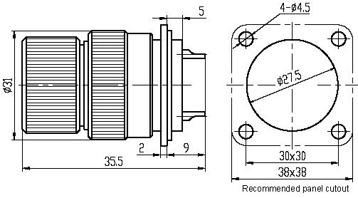 Y26D series Connectors Product Outline Dimensions