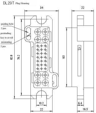 DL29Z/T series Connectors Product Outline Dimensions