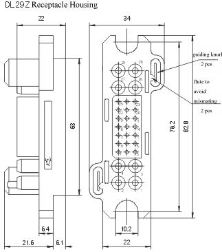 DL29Z/T series Connectors Product Outline Dimensions