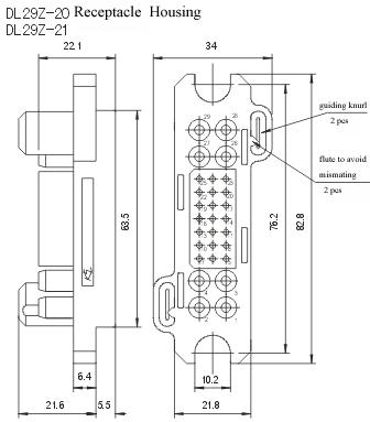 DL29Z-20/T-20&DL29Z-21/T-21  series Connectors Product Outline Dimensions