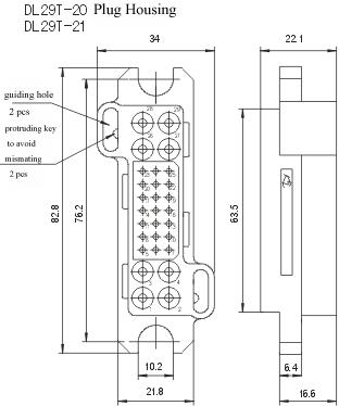 DL29Z-20/T-20&DL29Z-21/T-21  series Connectors Product Outline Dimensions