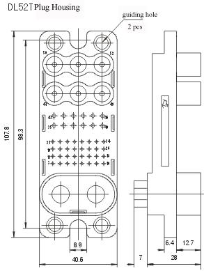 DL52Z/T &DL52Z-01 series Connectors Product Outline Dimensions