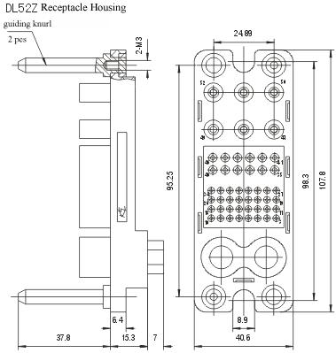 DL52Z/T &DL52Z-01 series Connectors Product Outline Dimensions