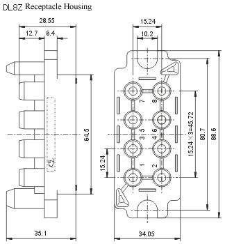 DL series Power Modular Connector series Connectors Product Outline Dimensions