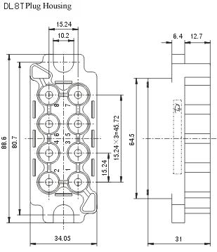 DL series Power Modular Connector series Connectors Product Outline Dimensions