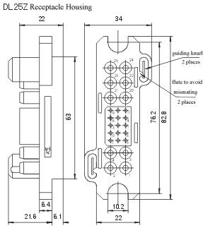 DL25Z/T DLA25Z/T series Connectors Product Outline Dimensions